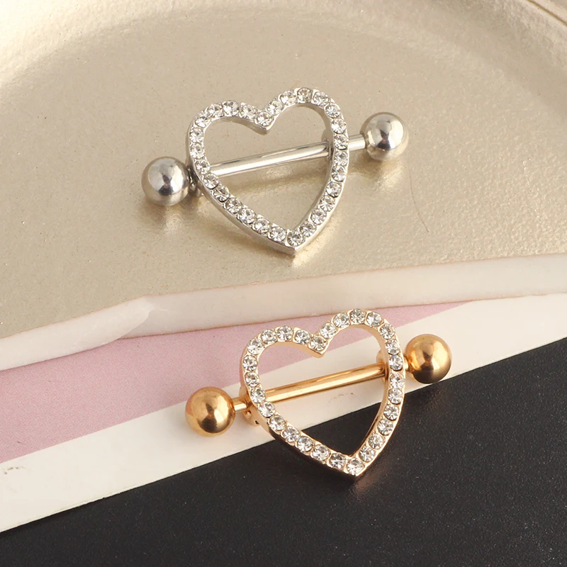 IrbingNii Stainless Steel Heart Nipple Rings Nipple Piercings for Women  Girls Body Piercing Jewelry 14G