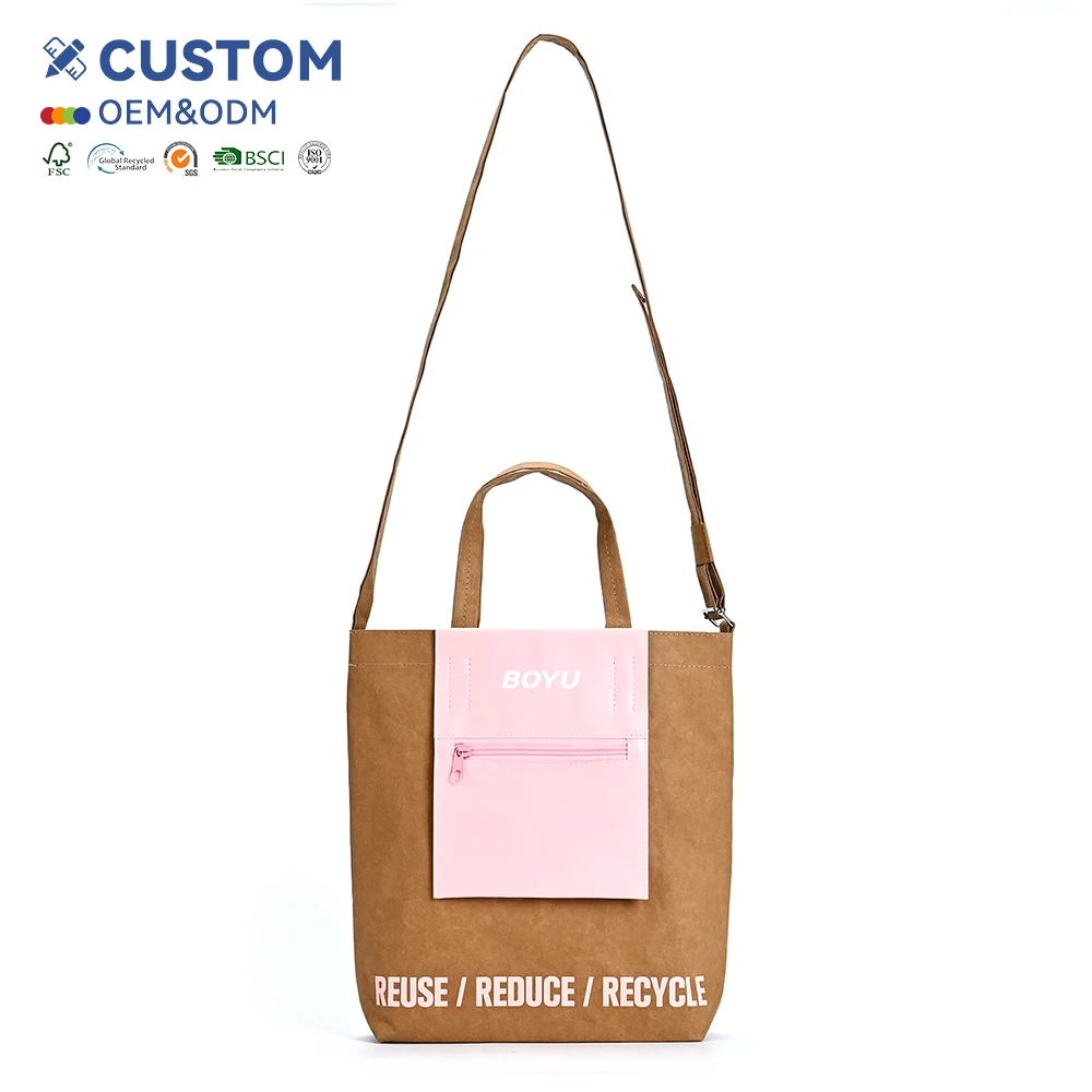 High Quality Custom Kraft Paper Bag Waterproof Flat Bottom Standing Packaging Pouch for Shopping