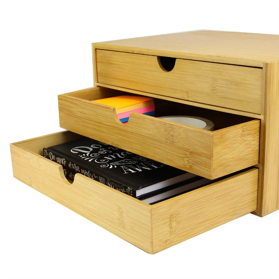 Бамбуковый Штабелируемый лоток для документов и писем офисный органайзер стол с тремя