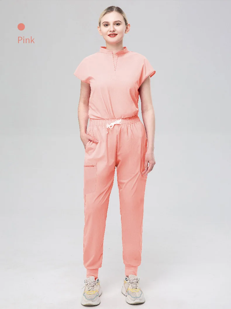 Wholesale High Quality 4 Way Stretch Spandex Scrubs For Women And Men V Neck Hospital Uniform 2516