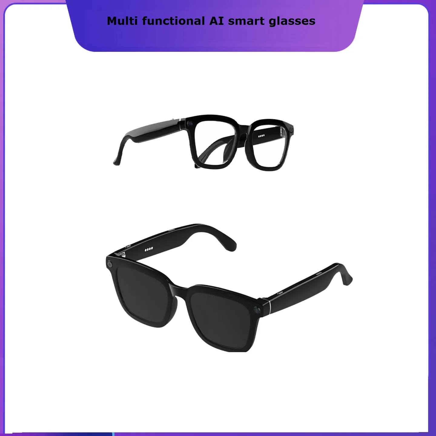 New OEM Smart AI Glasses Camera with Voice Assistant Music Translation Activity Monitoring Speaker Magnetic Charging 3