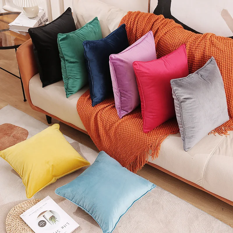 Aoyatex customized modern light luxury solid color dutch velvet sofa throw pillow details