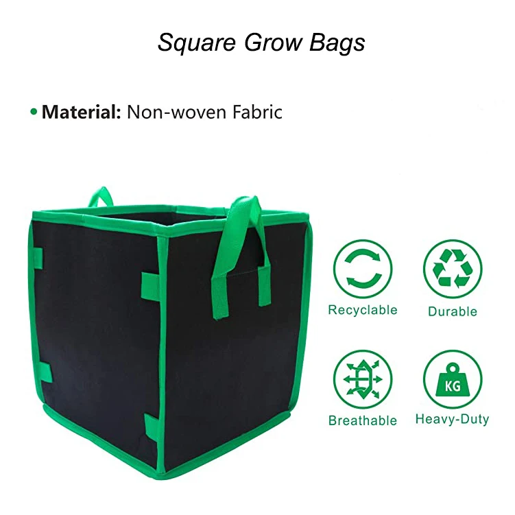 I vasi del quadrato del tessuto del giardino fioriscono per coltivare la borsa non tessuta coltivano le borse con le maniglie 0