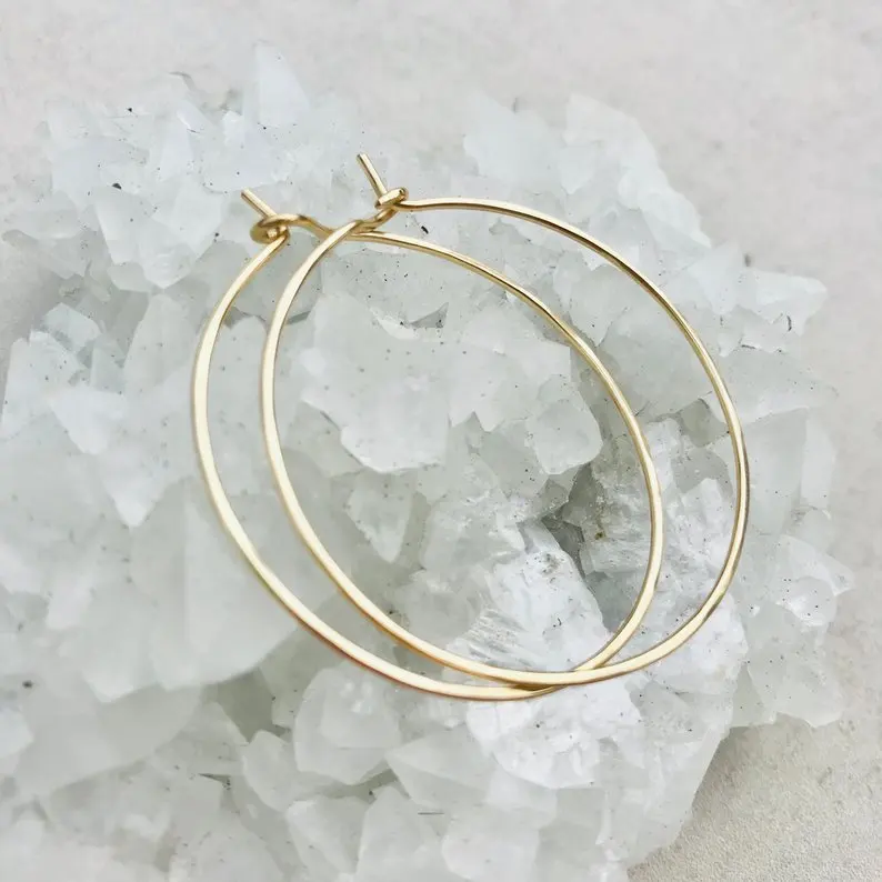 Large Hoop 14K Gold Plating Hoops Big Wire Earrings Earrings for Women Gold Hoops Earrings