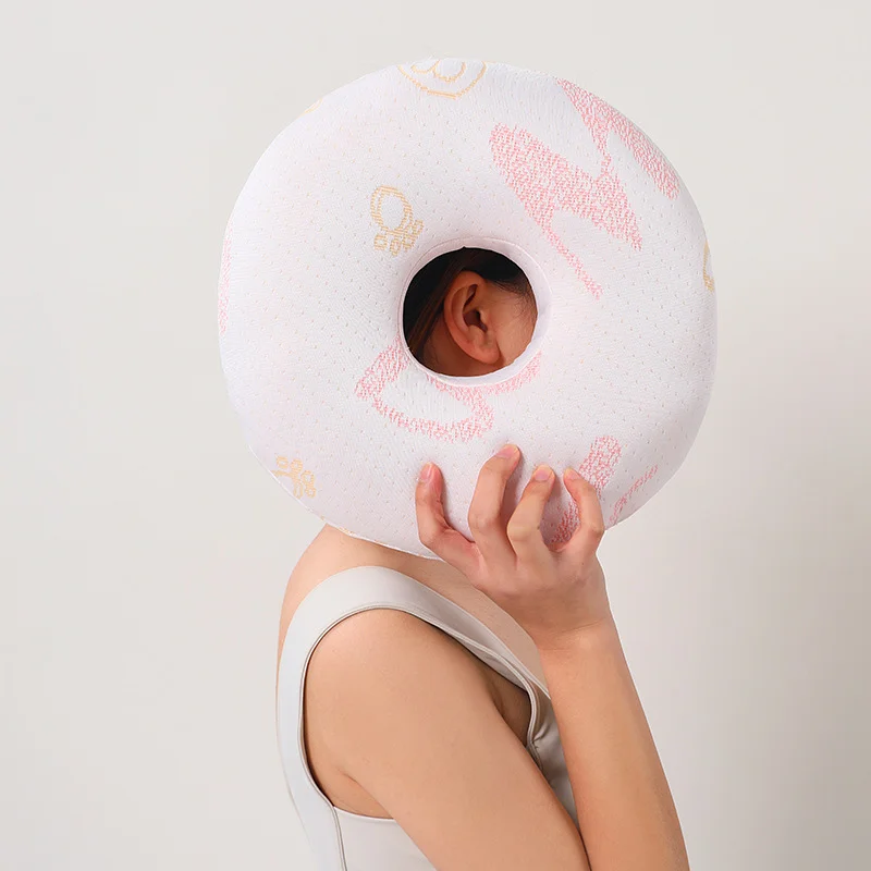 Ear Piercing Pillow Donut Pillow with Off Center Ear Hole, Hole Pillow for Side Sleeper