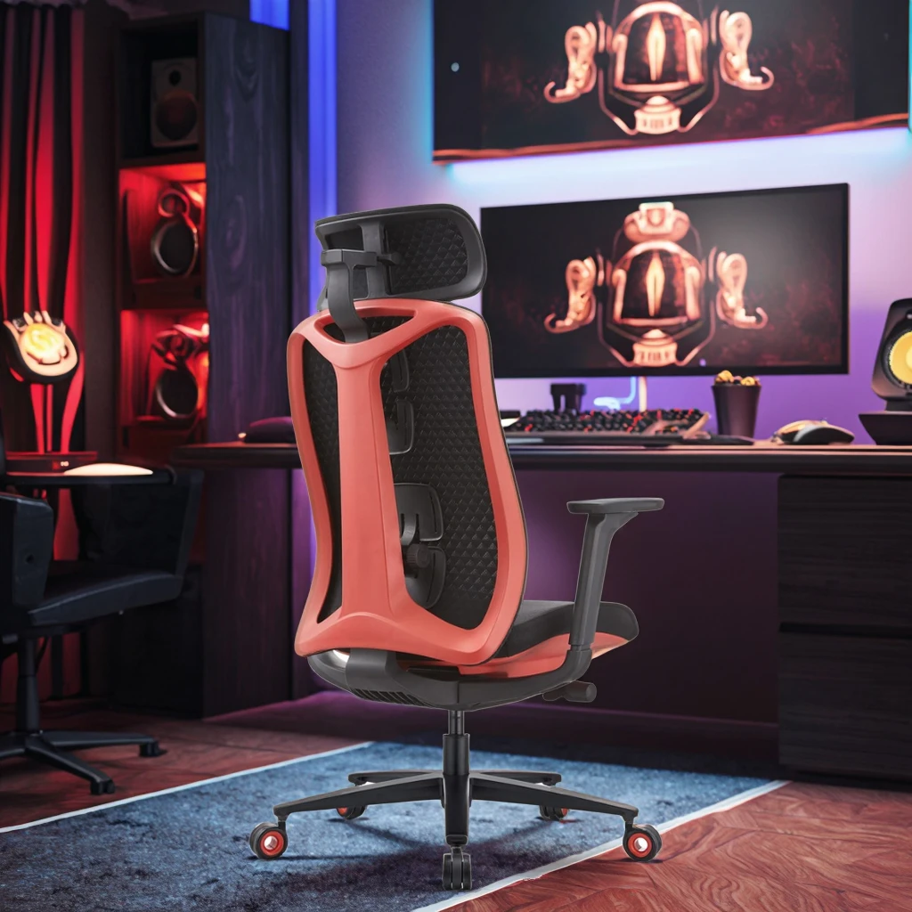 Red Ergonomic Gaming Chair with Multi-Dimensional Lumbar Support Slide Seat 130° Recline Professional E-Sports 5