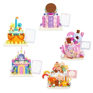 EPT Food Series Kids Educational Toy 5 Styles Beautiful Delicious Cake Alice Afternoon Tea Heart Cake Kids Building Block