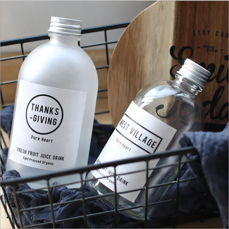 150ml 350ml 500ml Empty Clear Frosted Alcoholic Beverage Syrup Juice Kombucha Coffee Milk Boston Round Glass Bottles 250ml
