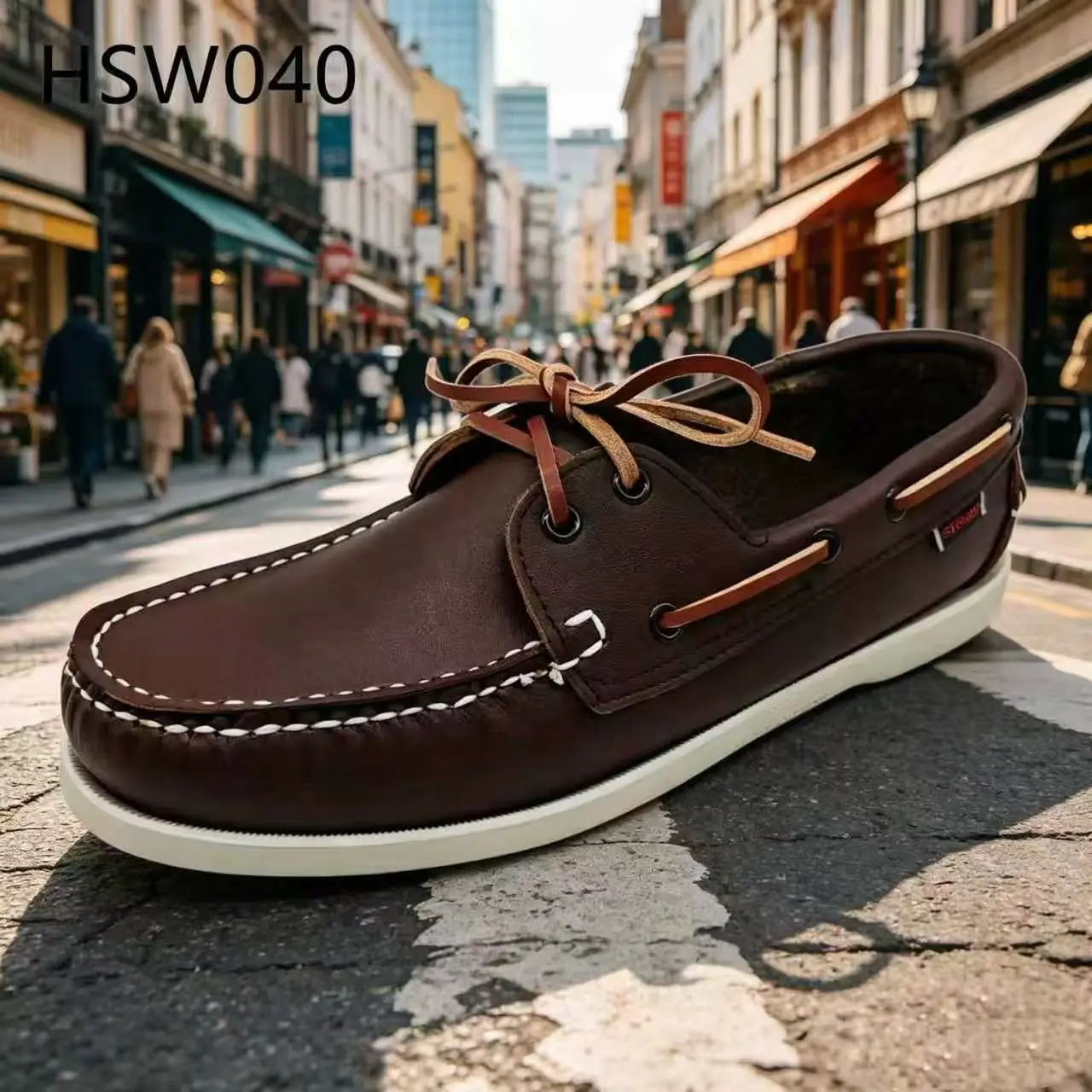 ZYF,park Walk Full Natural Cow Leather Relaxed Fit Design Brown Boat Shoes Durable Rubber Outsole Hand Sewn Penny Shoes HSW040