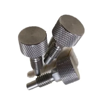 CNC machined custom 3.15mm diameter 10-32 thread stainless steel knurling head retractable plunger