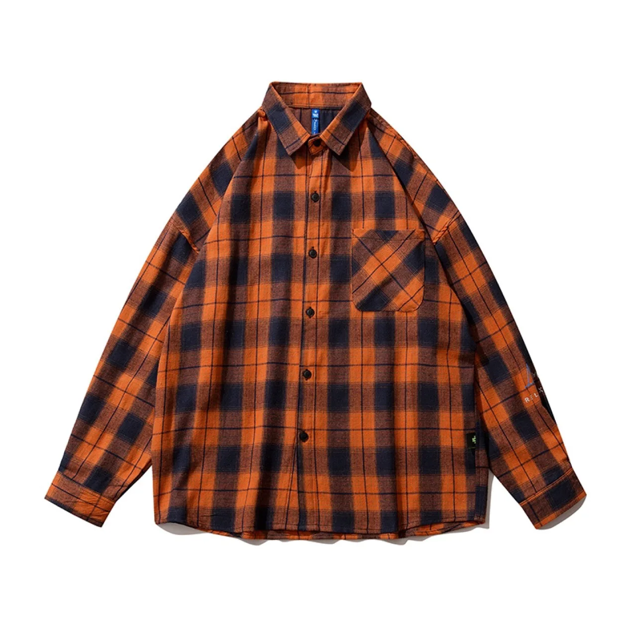 Hot Leathers Orange/Black Ancient Skull Long Sleeve Flannel