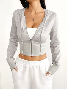 Women's Clothing Supplier New Women's Clothing Sports Leisure Ladies' Hooded Jacket Fashionable Slim-fit Ladies' Cropped Hoodie