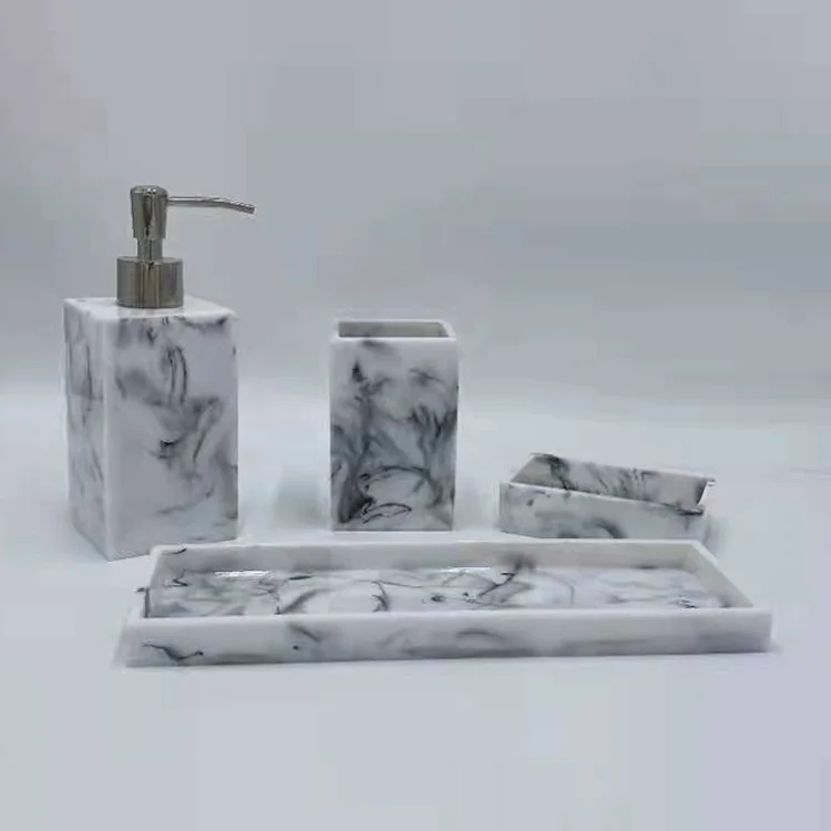 Eco Friendly Products 2023 Marble Effect 4pcs Polyresin Modern Bedroom