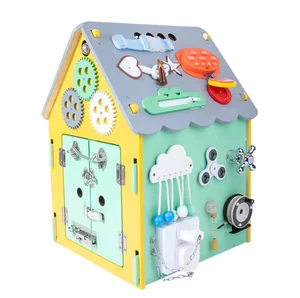 Multifunction Musical Wooden Montessori Educational Activity Cube Board Busy House Toys for Children