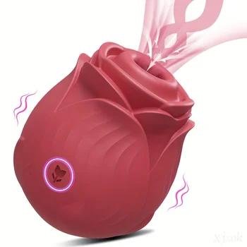 Women Masturbation Rose Toys Couples 10 Modes Adjustable Silicone Clitoris Strong Sucking Tongue Licking Rose Vibrator