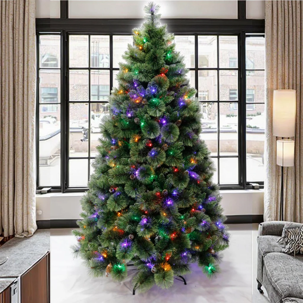 Yiwu Luxury 210cm Pre-Lit PVC Pine Needle and Mixed PVC Christmas Tree High Quality New Arrival Product