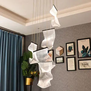 MEIYUN Modern Interior Decorative Hanging Aluminum Acrylic LED Chandelier Pendant Lights