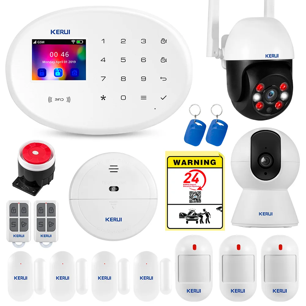 KERUI Tuya Wifi GSM Alarm System for Burglar Home Wireless Security System  PIR Detector Door Sensor Smart Network Camera
