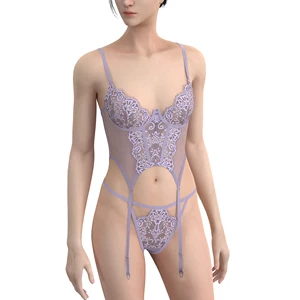 Hot Selling Custom Sexy Lace Bra & Briefs Set with Embroidery Decoration on Waist Underwire Support 3/4 Cup Spandex/Nylon