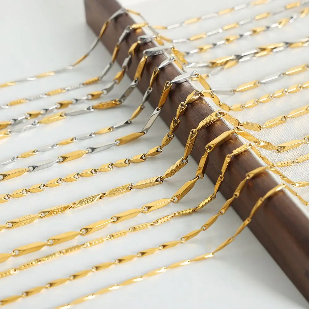 2024 New Arrival Two Tone Gold Chain 18k Gold Plated Stainless Steel Non Tarnish Melon Seeds Handmade Fashion Jewelry Necklaces
