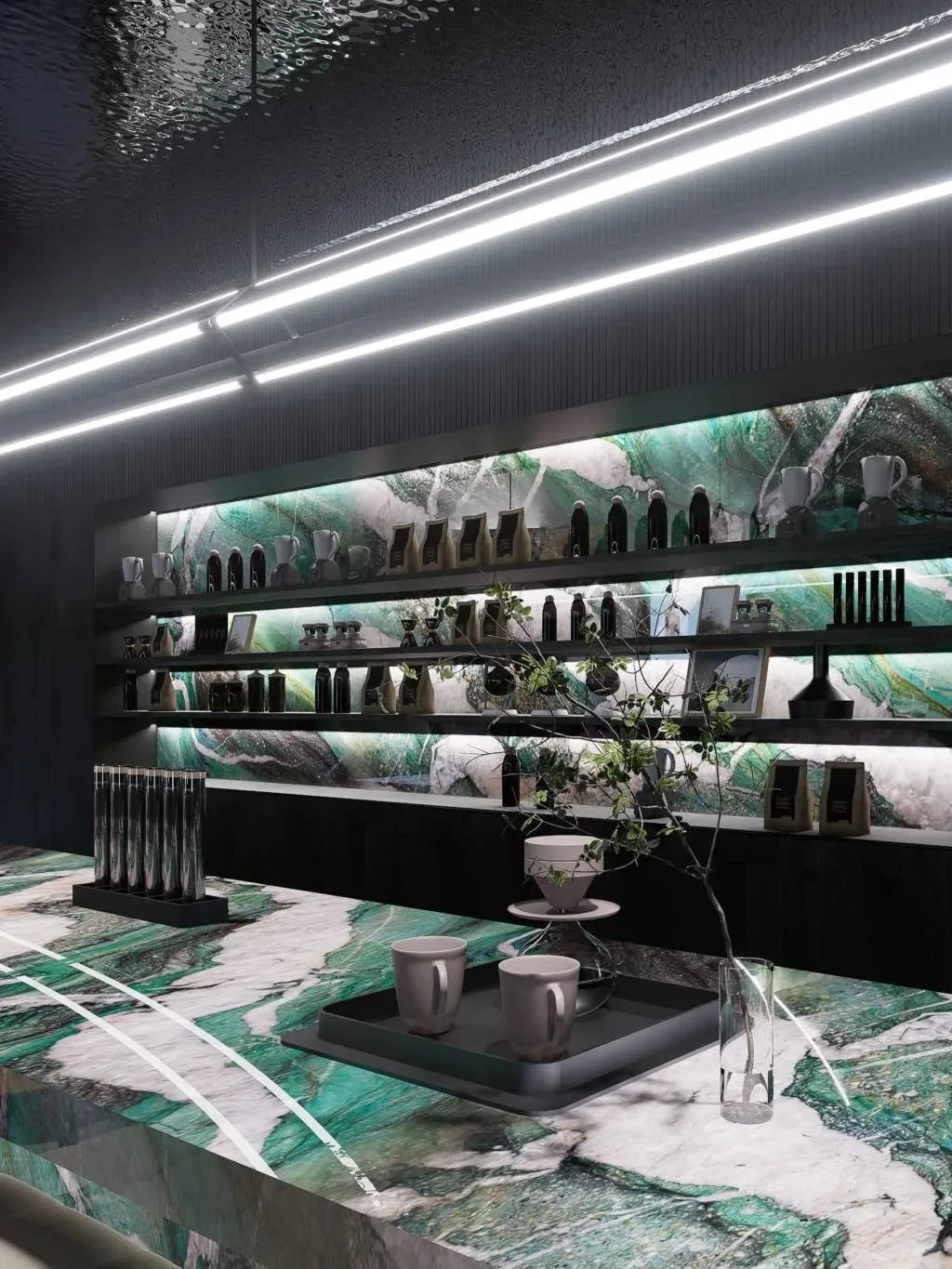 product modern design high quality patagonia green marble slab botanic wave quartzite for villa bar hotel interior stone wall decoration-5