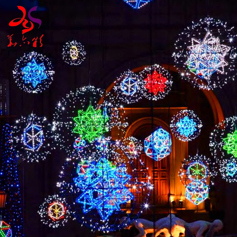 2023 Newest LED Motif Light 3D Golden Ribbon Ball for Led Outdoor Street Decoration Lighting