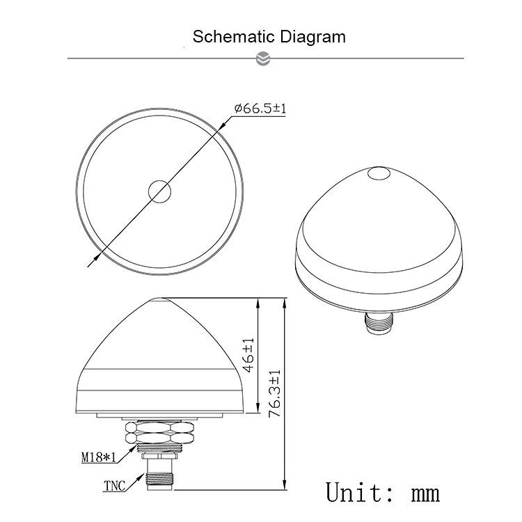 JCA225 High Gain GPS GNSS Active Antenna IP67 Outdoor Mushroom Screw Mounting Antenna with TNC Connector