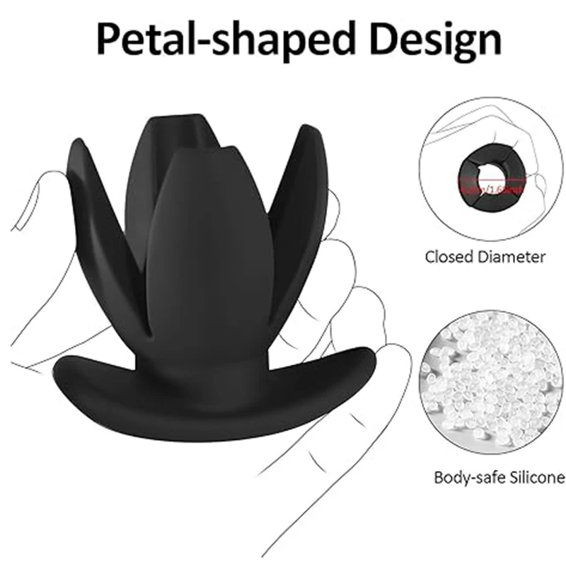 Hollow Tunnel Silicone Flared Expanding Butt Plug Stretcher Waterproof Ass  Anchor, Four Petal-Shaped Anus Dilator Adult Sex Toys