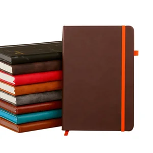 A6 PU Leather Hardcover Journal with Sewing Binding and Elastic Band Custom Logo 80 Sheets Handmade Agenda 2026 Planner