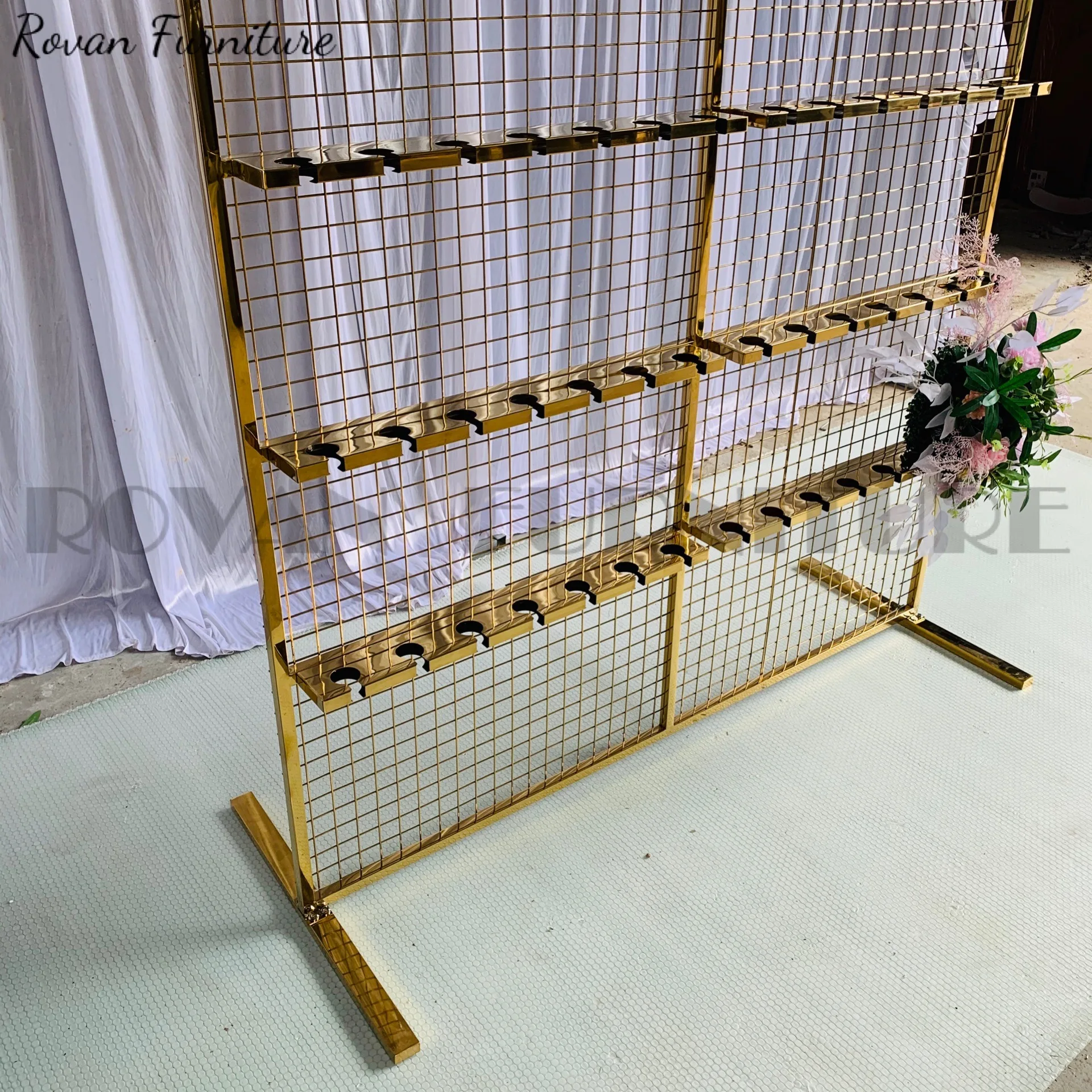 Seem Less Photo Backdrop Rack Wedding Backdrop Rectangular Stainless Steel Titanium Gold Wine Rack ...