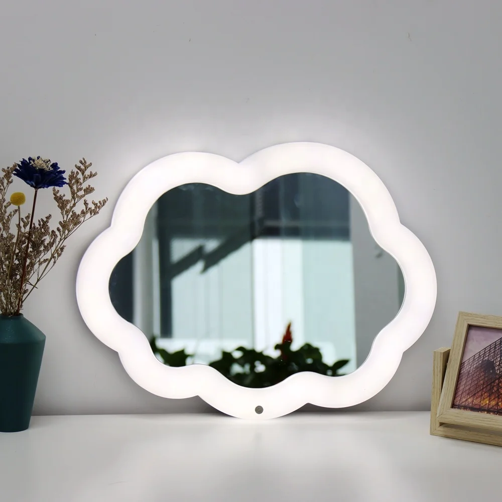 Trendecor Home Decraotion Lamp Backlit Light up Art Edge Led Light, Battery Operated White Led Make up Mirror Wall lamp
