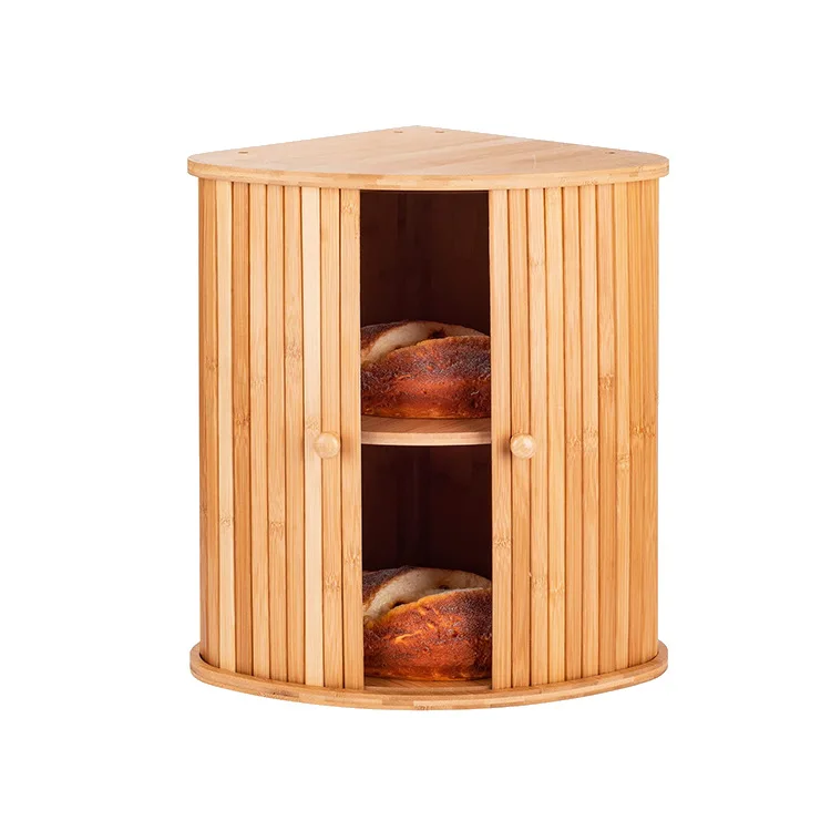 Bamboo Wood Bread Box 2-Layer Large Kitchen Storage Containers