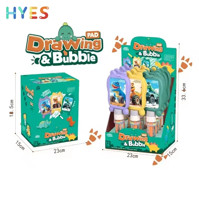 Huiye 2 in 1 Dinosaur Drawing Board Bubble Wand Cool Summer Outdoor Functional Bubble Toy Kids Mini Handheld Blowing Bubble Toys
