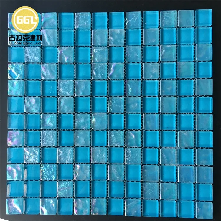 Blue Crystal Swimming Pool Tile Decorative Glass Mosaic Tile for Bathroom Shower