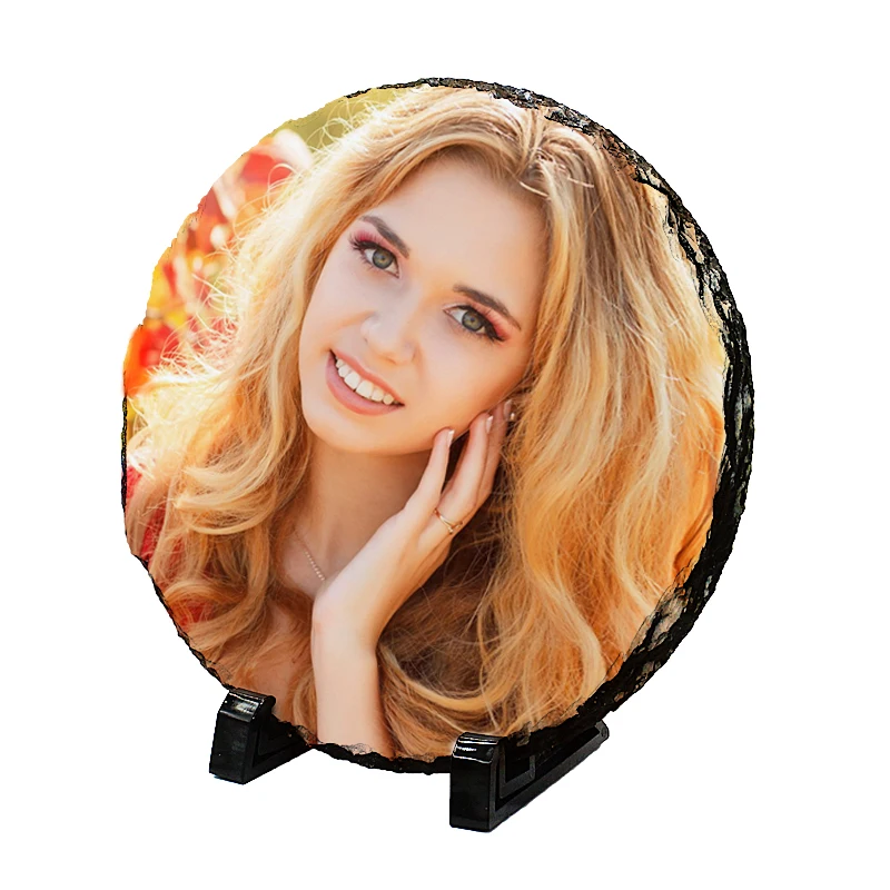Customized round Shape Rock Slate Photo Frame Sublimation Blank Picture Display Frame