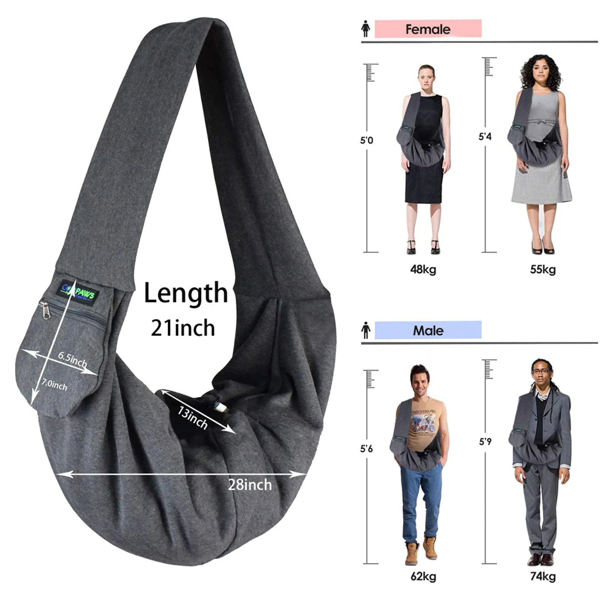 Solid Pattern Dog Carrier Oxford Material Puppy Pouch Pet Carrier Sling with Button Closure Breathable and Foldable Washable