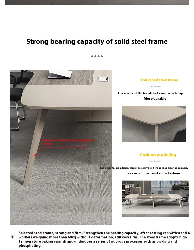 Modern White Wood Conference Table Adjustable Height Long Large Creative Negotiation Office Furniture for Commercial Use