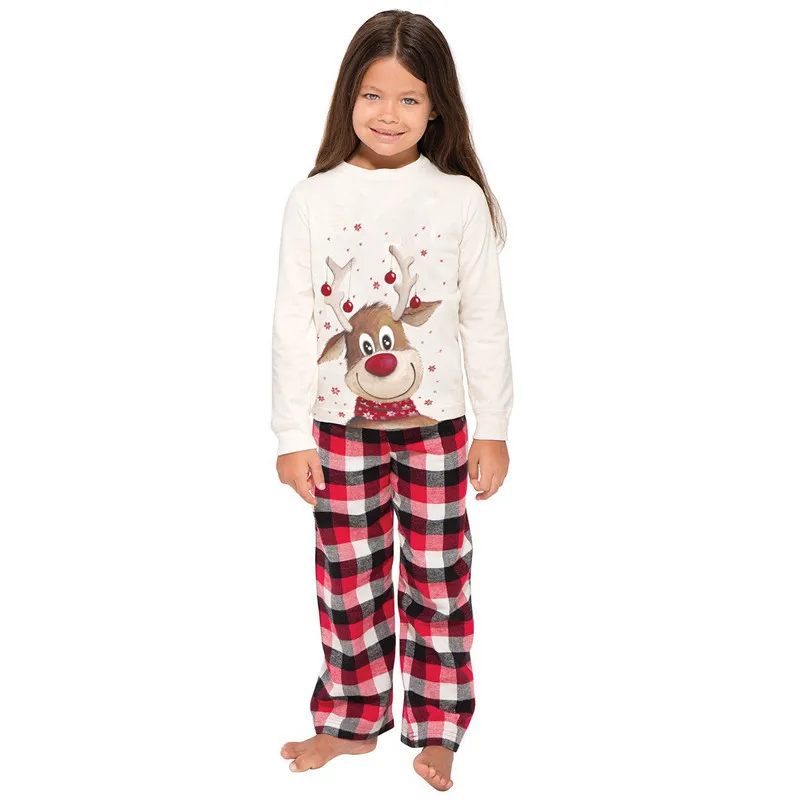 Homewear Christmas Costumes Child and Parent Outfit Long Sleeve Reindeer Family Pajama Suit