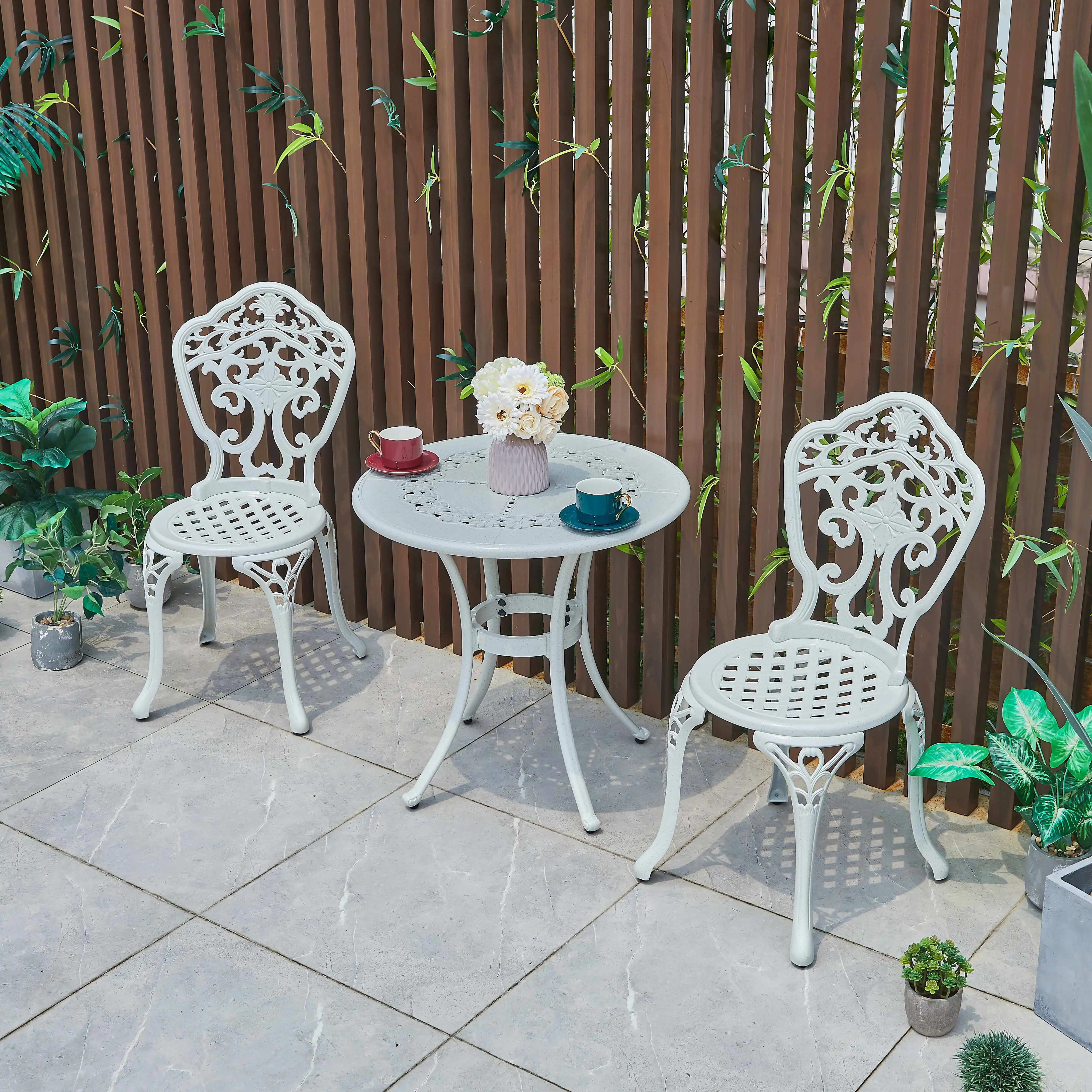 Wholesale Cast Aluminum Tea Table Chair Cover Indoor Outdoor Garden Table  Chair Garden Furniture