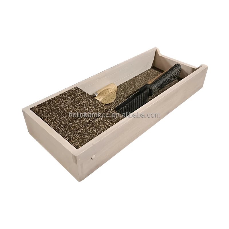 Bamboo Knife Dock With Cork Divider Bamboo Knife Holder Bamboo Knife