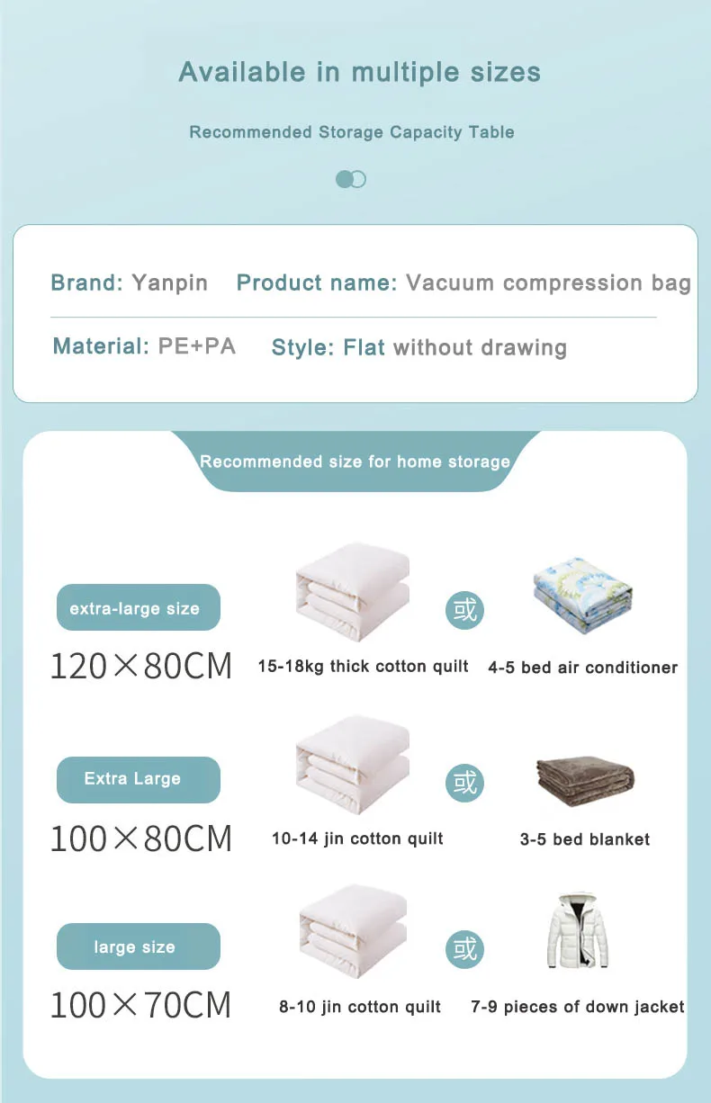 Vacuum Compression Clothing Packaging and Finishing Bag Household Cotton Quilt Down Jacket Storage Bag