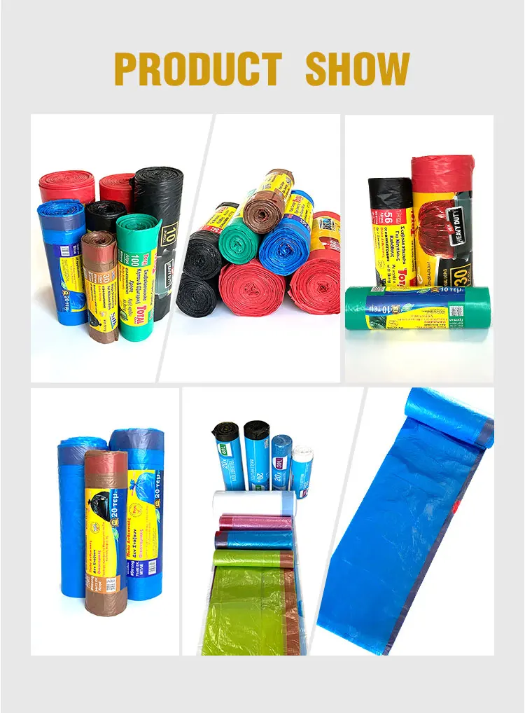 Disposable Plastic Green Yellow Trash Garbage Bag Suppliers On Roll 50l 120 Liters