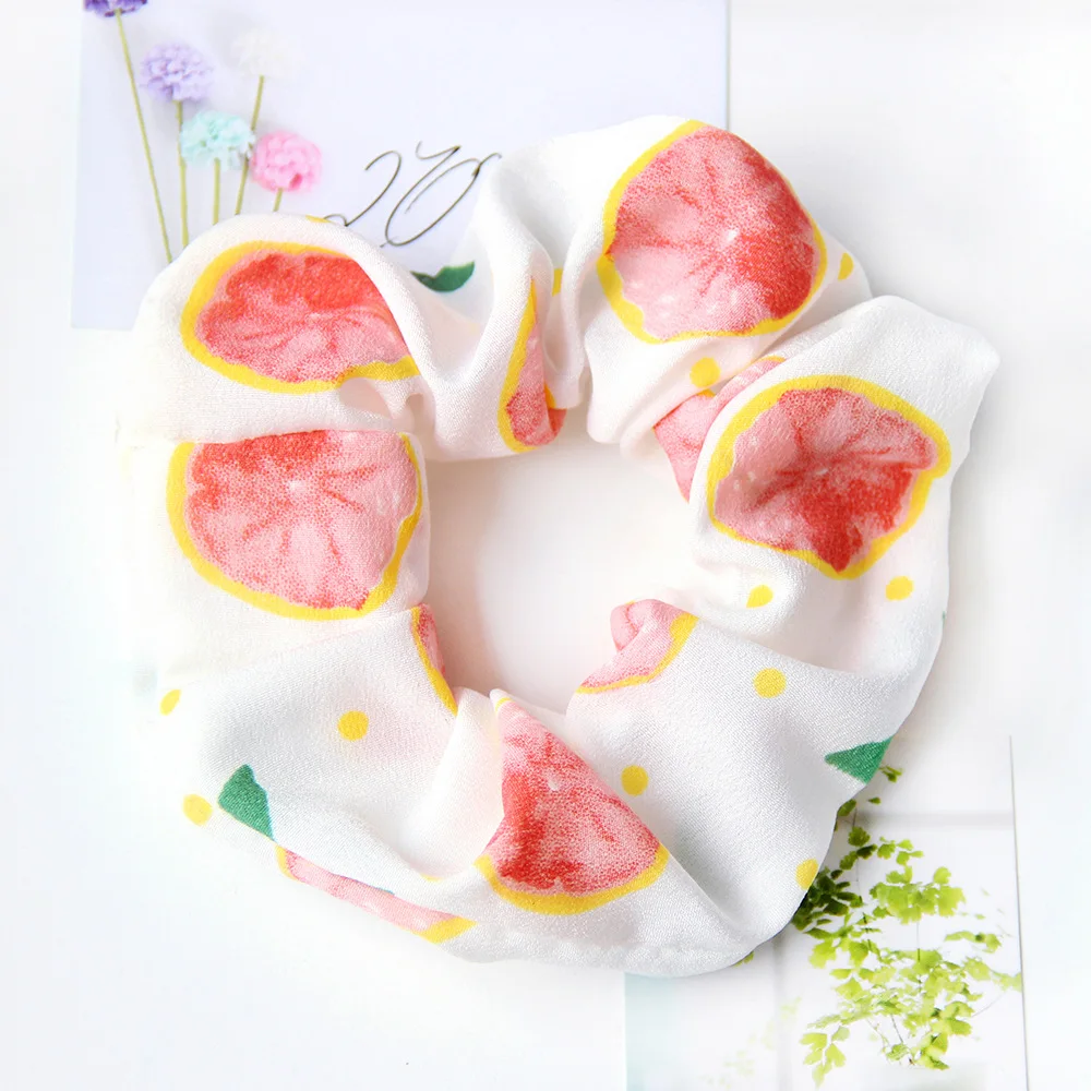 2022 Spring and Summer Fruits Printing Hair Scrunchies for Girls and Women Cute Lovely Hair Elastic Holder