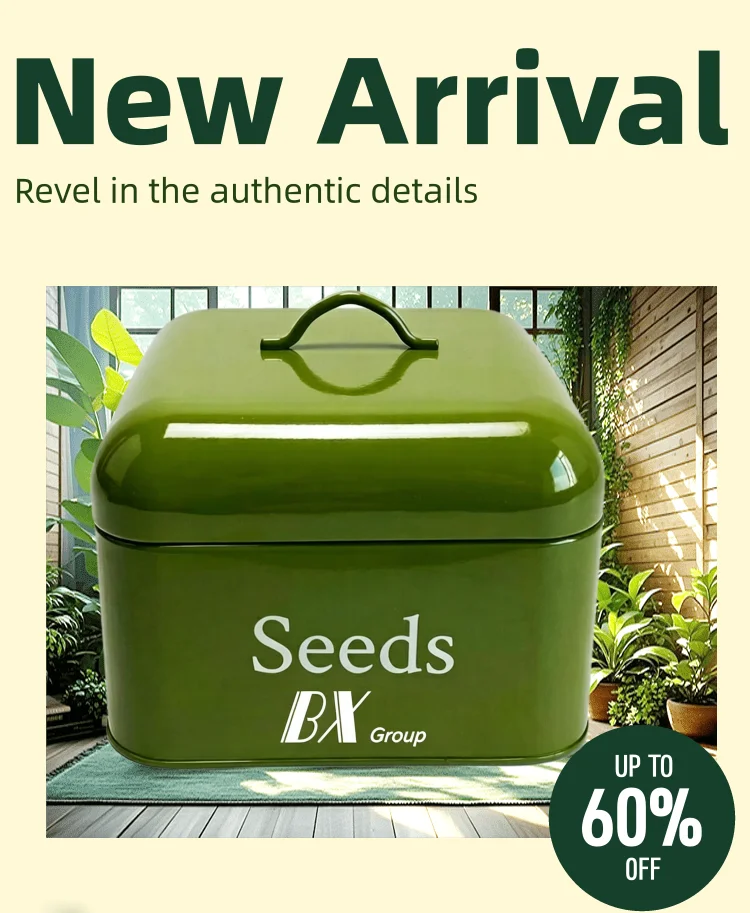 BX Minimalistische Quadratische Wasserdichte Metallbox mit  Pulverbeschichtung Garten-Aufbewahrungsbox mit Deckel Organizer fr  Saatgutpackungen