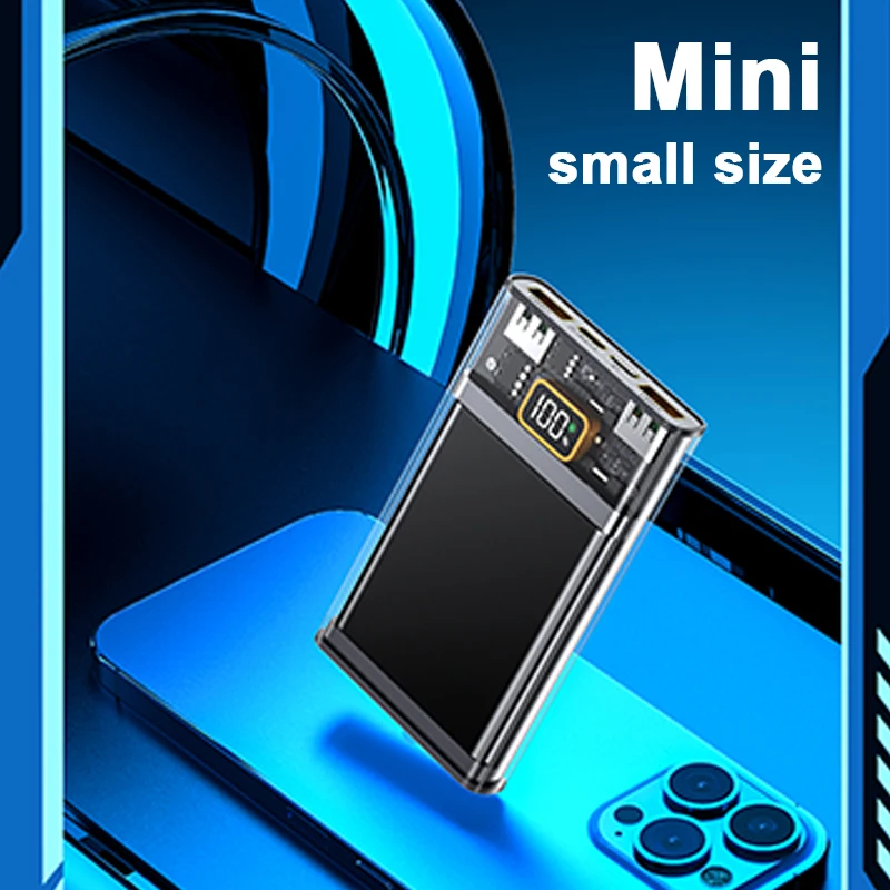 Power Bank Mini Small Size 10000mah Transparent Design Pd 22.5w Custom
