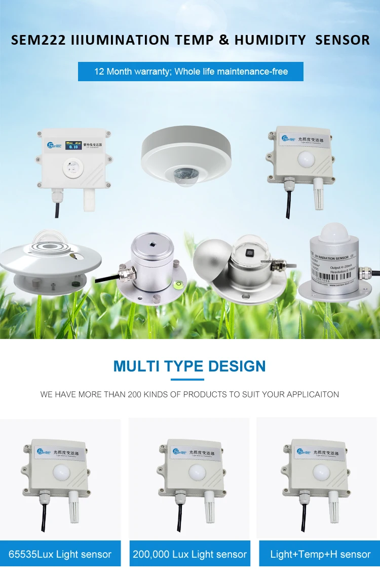 Sem222 Illumination Sensor 420ma 010v Rs485 Light Intensity Lux