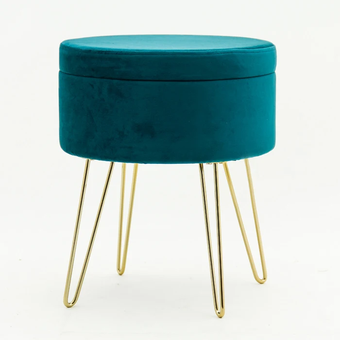 Modern Cheap Merchandise Space Saving Velvet Ottoman Pink Velvet Stools Home Stool Ottoman