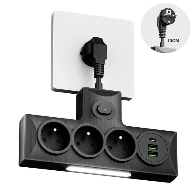 New Design French Socket 3 Ways Power Strip With USB TYPE C Extension Socket Wholesale