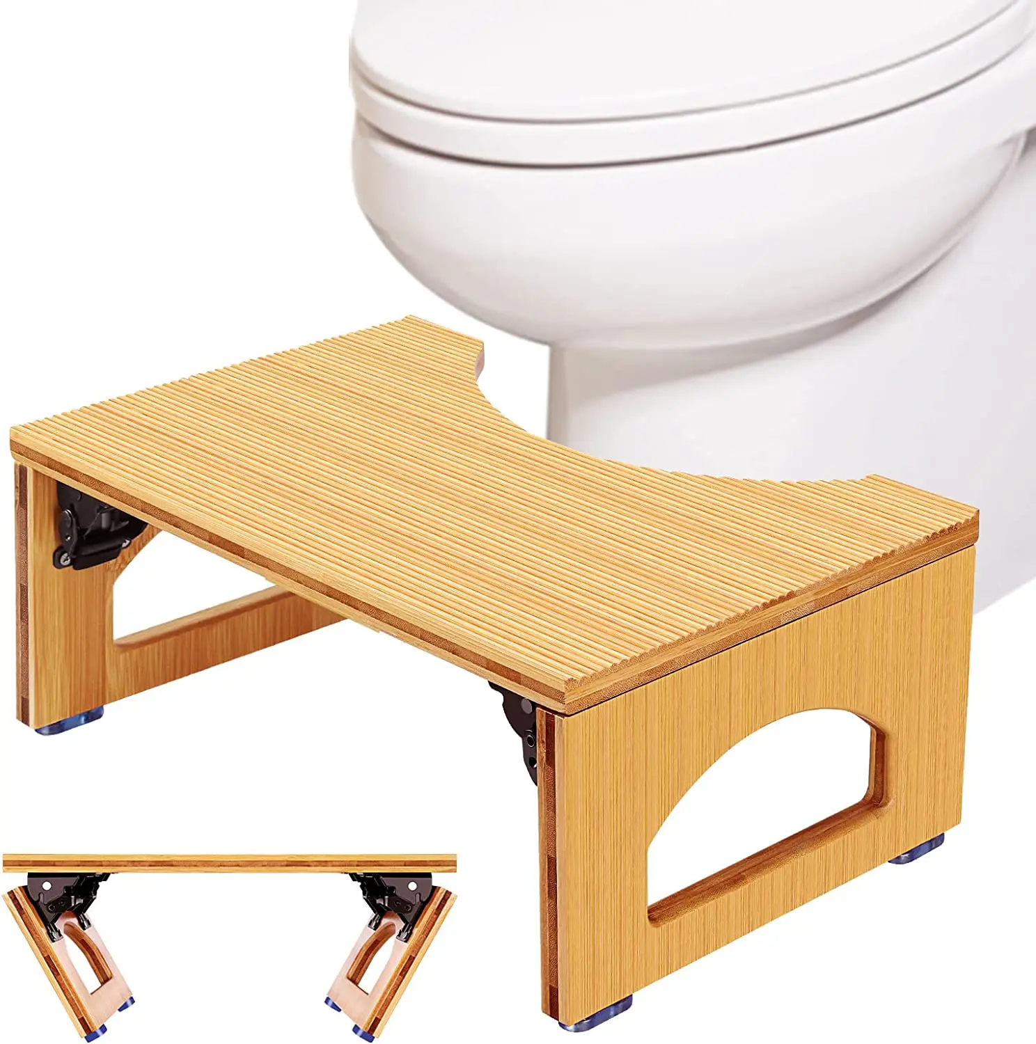 Potty Stool Toilet Foot Stool Waterproof Non Slip Squat Bamboo Toilet