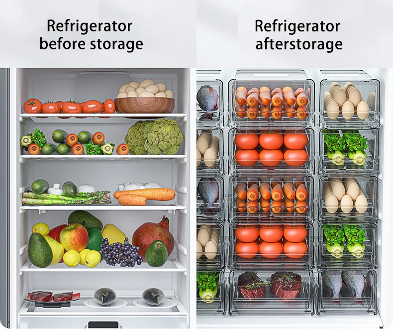 2 x Crystal Clear Acrylic Container 25x10CM Tall Storage Fridge Food Office  Tray